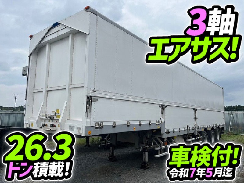 車検付！令和7年5月迄 H27 日本フルハーフ アルミウイングセミトレーラー 3軸 エアサス 段落ち 26t 36t