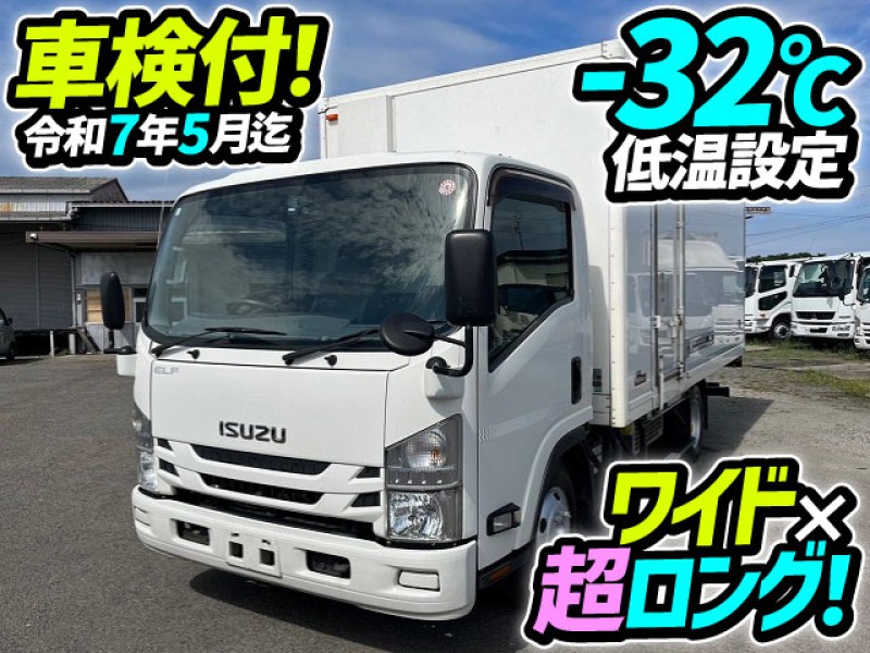 車検付 令和7年5月迄 H30 いすゞ エルフ 冷蔵冷凍車 -32℃低温設定 DENSO ワイド 超ロング 2室2エバ スライドドア 6速MT 2t 3t 6t 小型