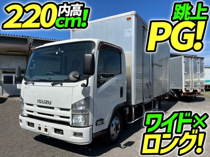 車検付 H23 いすゞ エルフ アルミバン 跳ね上げパワーゲート ワイド ロング サイド扉 日本フルハーフ 2t 小型 ドライバン パネルバン