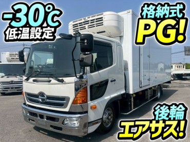 H28 日野 レンジャー 冷蔵冷凍車 格納式パワーゲート -30℃低温設定 R404A 東プレ 6300 フルワイド フルキャブ ベッド付 後輪エアサス 左サイド扉 240馬力 6速MT 4t 8t バン 箱車