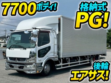 H27 三菱ふそう ファイター アルミバン 格納式パワーゲート ワイド ロング 後輪エアサス フルキャブ ベッド付き ラッシング 240馬力 6速MT 4t 8t 中型 箱車