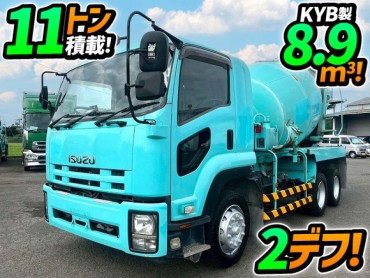 検切れナンバー付き H26 いすゞ 増トンフォワード コンクリートミキサー車 ワンオーナー 6×4 3軸2デフ カヤバ工業 KYB 10t 20t 大型 コンクリ作業車