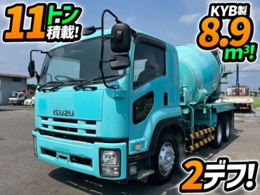 検切れナンバー付き H26 いすゞ 増トンフォワード コンクリートミキサー車 ワンオーナー 6×4 3軸2デフ カヤバ工業 KYB 電動ホッパー 10t 20t 大型 コンクリ作業車
