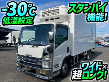 TKG-NPR85AN H27 いすゞ エルフ 冷蔵冷凍車 -30℃低温設定 東プレ TOPRE R404A スタンバイ機能 ワイド 超ロング リア3枚観音扉 スムーサーEx AT 3t 7t 小型 冷凍バン 箱車