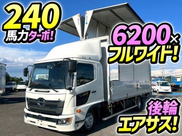 2PG-FD2ABG R1 日野 レンジャー アルミウイング フルキャブ ベッド付き 後輪エアサス 6200 フルワイド パブコ 6速 マニュアル MT 4t 8t 中型 バン 箱車