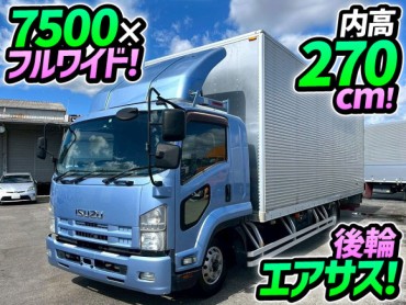 TKG-FRR90T2 H25 いすゞ フォワード アルミバン フルキャブ ベッド付き フルワイド ロング 後輪エアサス 日本トレクス 240馬力 6速 MT マニュアル 4t 8t 中型 ドライバン 箱車