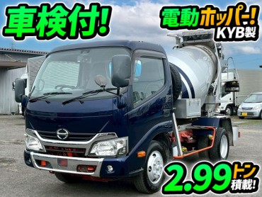 TKG-XZU600E H30 日野 デュトロ コンクリートミキサー車 KYB カヤバ工業 MR1221 2.5立米 電動ホッパー 150馬力 5速 MT マニュアル 3t 6.5t 小型 コンクリ作業車 特装車 生コン車