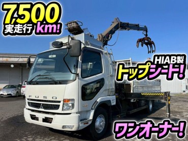 PDG-FK61F H19 三菱ふそう ファイター ヒアブクレーン 3段 ワンオーナー 距離浅 実走行 HIAB XS 088 トップシート グラップル 240馬力 6速 MT マニュアル 4t 8t 中型