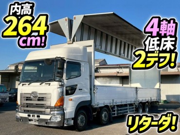 FW1EXB-11460 H23 日野 プロフィア アルミウイング ハイルーフ 8×4 4軸低床2デフ 後輪エアサス 永久磁石式リターダ 日本トレクス 380馬力 プロシフト セミオートマ AT 10t 25t 大型 バン 箱車