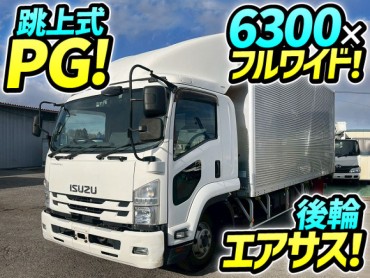 2RG-FRR90T2 H31 いすゞ フォワード アルミバン 跳ね上げ式パワーゲート PG ワンオーナー 6300 フルワイド 後輪エアサス フルキャブ ベッド付き 6速 MT マニュアル 210馬力 4t 8t 中型 ドライバン 箱車