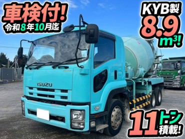 QDG-FVZ34U2 車検付 令和8年9月迄 H26 いすゞ 増トンフォワード コンクリートミキサー車 6×4 3軸2デフ カヤバ工業 KYB 電動ホッパー 6速MT 260馬力 10t 20t 大型 コンクリ作業車 生コン車