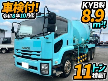 QDG-FVZ34U2 車検付 令和8年10月迄 H27 いすゞ 増トンフォワード コンクリートミキサー車 6×4 3軸2デフ カヤバ工業 KYB 電動ホッパー 6速MT 260馬力 10t 20t 大型 コンクリ作業車 生コン車