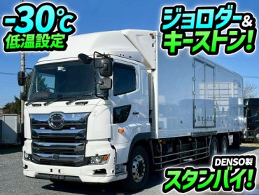 2DG-FR1EHG H29 日野 プロフィア 冷蔵冷凍車 6×2 3軸1デフ 後輪エアサス デンソー DENSO -30℃低温設定 スタンバイ装置 ジョロダー キーストン クールハイブリッド CoolHybrid 左サイド観音扉 10t 25t 大型 冷凍バン 箱車