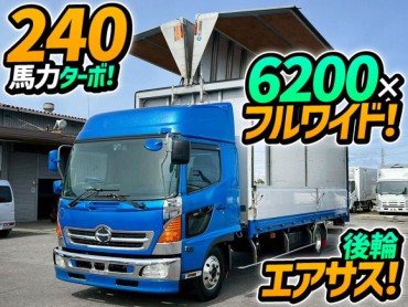 TKG-FD7JLAG H27 日野 レンジャー アルミウイング ハイルーフ 6200 フルワイド 後輪エアサス フルキャブ/ベッド付き トランテックス 240馬力 6速 MT マニュアル 4t 8t 中型 バン 箱車