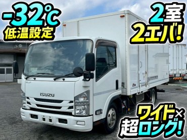 TPG-NPR85AN H31 いすゞ エルフ 冷蔵冷凍車 ワイド 超ロング デンソー DENSO -32℃低温設定 2室2エバ 可動式仕切り板 150馬力 6速MT マニュアル 2t 6t 小型 冷凍バン 箱車