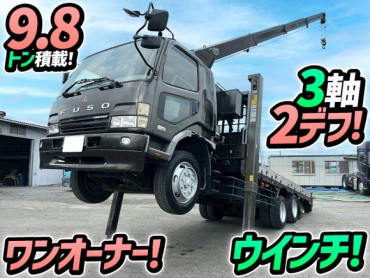 KL-FQ61FN H15 三菱ふそう 増トンファイター 4段セルフクレーン ワンオーナー 6×4 3軸2デフ ウインチ TADANO タダノ リアジャッキ アウトリガー ハイジャッキ 10t 20t 大型 重機運搬車