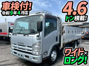 SKG-NPR85YN 車検付 令和9年4月迄 H24 いすゞ エルフ アルミブロック ワンオーナー ワイド ロング 2段アオリ 6速マニュアル MT 4.5t 8t 小型 中型 平ボディ キャブオーバー