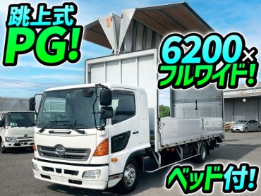 TKG-FD9JLAA H26 日野 レンジャー アルミウイング PG 跳ね上げ式パワーゲート フルキャブ/ベッド付き 6200 フルワイド トランテックス ラッシング 210馬力 6速MT マニュアル 4t 8t 中型 バン 箱車