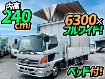TKG-FD9JLAA H25 日野 レンジャー アルミウイング フルキャブ/ベッド付き フルワイド 6300 210馬力 6速マニュアル MT 4t 8t 中型 バン 箱車
