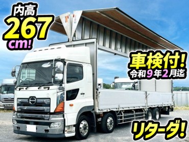 QPG-FW1EXEG 車検付 令和9年2月迄 H29 日野 プロフィア アルミウイング ハイルーフ 8×4 4軸低床2デフ 後輪エアサス 永久磁石式リターダ 380馬力 7速MT マニュアル 10t 25t 大型 バン 箱車