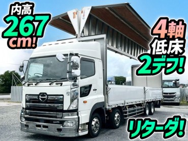 QPG-FW1EXEG 車検付 令和9年2月迄 H29 日野 プロフィア アルミウイング  ハイルーフ 8×4 4軸低床2デフ 後輪エアサス 永久磁石式リターダ 背高 380馬力 7速マニュアル MT 10t 25t 大型 バン 箱車