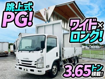 TPG-NPR85YN H27 いすゞ エルフ アルミウイング PG 跳ね上げ式パワーゲート ワイド ロング 6速マニュアル MT 3.5t 8t 小型 準中型 バン 箱車
