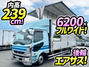 TKG-FK64F H26 三菱ふそう ファイター アルミウイング フルキャブ/ベッド付き 6200 フルワイド 後輪エアサス 220馬力 6速マニュアル MT 4t 8t 中型 バン 箱車