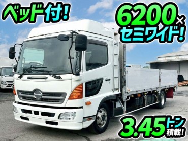 TKG-FD9JLAA H25 日野 レンジャー アルミブロック フルキャブ/ベッド付き 6200 セミワイド ハイブロック 6速マニュアル MT 4t 8t 中型 平ボディ キャブオーバー