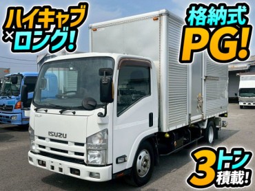 TKG-NMR85N H25 いすゞ エルフ アルミバン 格納式パワーゲート ハイキャブ 標準幅 ロング 3トン積載 150馬力 6速マニュアル MT 3t 7t 小型 準中型 ドライバン 箱車