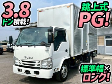 TPG-NKR85YN H27 いすゞ エルフ アルミバン PG 跳ね上げ式パワーゲート 標準幅 ロング 3.8トン積載 左サイド扉 150馬力 6速マニュアル MT 3t 7.5t 小型 中型 ドライバン 箱車