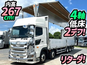 2DG-FW1AHG R3 日野 プロフィア アルミウイング ワンオーナー ハイルーフ 8×4 4軸低床2デフ リターダ プロシフト AT セミオートマ 10t 25t 大型 バン 箱車
