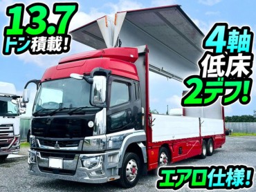 2PG-FS74HZ 車検付 令和9年8月迄 H30 三菱ふそう スーパーグレート パネルウイング ハイルーフ 4軸低床2デフ エアサス パブコ エアロ仕様 シフトパイロット 10t 25t 大型 アルミウイング バン