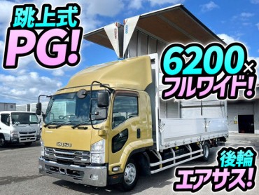 TKG-FRR90T2 H27 いすゞ フォワード アルミウイング PG 跳ね上げ式パワーゲート 6200 フルワイド 後輪エアサス 6速マニュアル MT 中型 バン 箱車