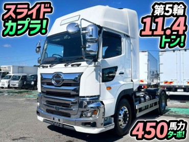 2DG-SH1EEGG R2 日野 プロフィア トラクタヘッド ハイルーフ 中間尺 E尺 スライドカプラ 11.4t 450馬力  プロシフト AT 10t 46t 大型 牽引 シングルヘッド