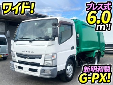 TKG-FEB90 H25 三菱ふそう キャンター 圧縮式塵芥車 ワイド 新明和工業 G-PX 連続作動車 6立米 5速マニュアル MT プレス式パッカー ゴミ収集車 清掃車